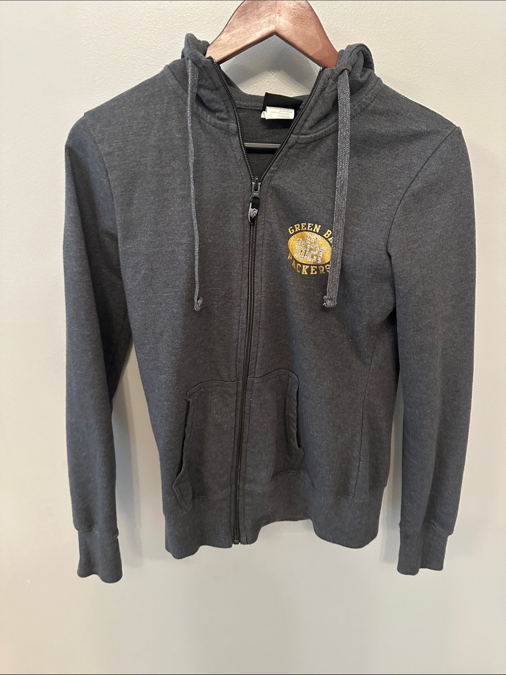 NFL Charcoal Hoodie with Gold Green Bay Packers Logo